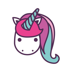 Cute fantasy unicorn character vector illustration design