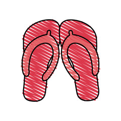 color crayon stripe beach flip-flops shoes vector illustration