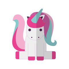 Cute fantasy unicorn character vector illustration design