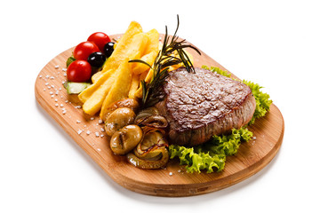 Grilled beefsteak with french fries