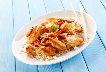 Chicken meat with rice