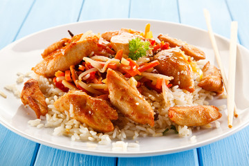 Chicken meat with rice