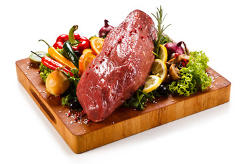 Fresh raw beef on cutting board