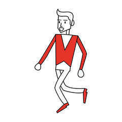 color silhouette image cartoon full body side view man walking in casual clothing vector illustration