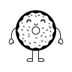 sweet and delicious donut kawaii character vector illustration design