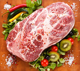 Fresh raw pork on white background