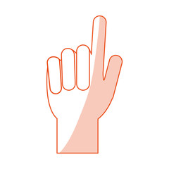 red silhouette shading image cartoon hand with two fingers up vector illustration