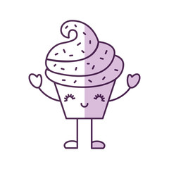 sweet and delicious cupcake kawaii character vector illustration design