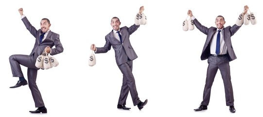 Businessman criminal with sacks of money