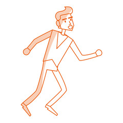 red silhouette shading image cartoon full body man walking vector illustration