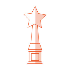 red silhouette shading image trophy with symbol star vector illustration