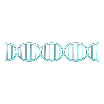 blue silhouette shading image cartoon side view dna molecule vector illustration