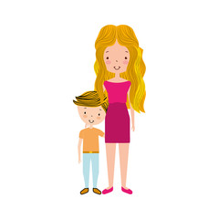 mother with son avatars vector illustration design