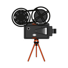 Obraz premium color image cartoon retro movie film projector vector illustration