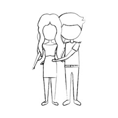 couple lovers avatars characters vector illustration design