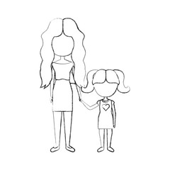 mother with daughter avatars vector illustration design