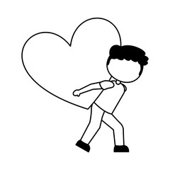 cute little boy character with heart love vector illustration design