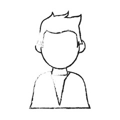 blurred silhouette half body faceless man with t-shirt vector illustration