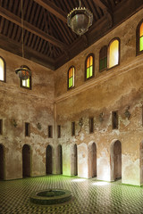 Meknes, Morocco - February 18, 2017: Classrooms of Bou Inania Madrasa 