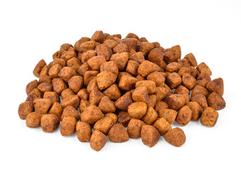 Dog food isolated on white