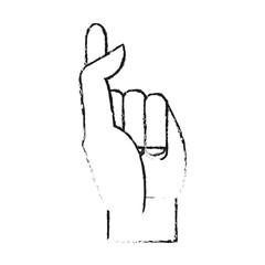 blurred silhouette image hand crossing fingers vector illustration