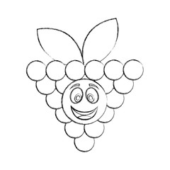 grapes fresh fruit kawaii character vector illustration design