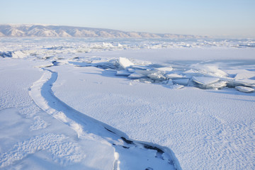 Fototapeta na wymiar Lake Baikal ice. Winter landscape