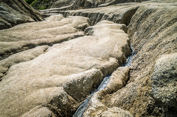 Muddy volcanoes, Buzau county, Romania. Active mud volcanoes landscape in Europe.