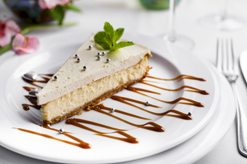 Cheesecake on white plate