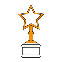 color silhouette image trophy with symbol star vector illustration