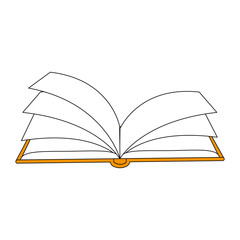 color silhouette image top view book opened vector illustration