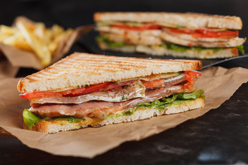 Sandwich with salmon. Stock image