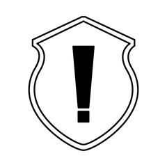 security shield with alert sign isolated icon vector illustration design