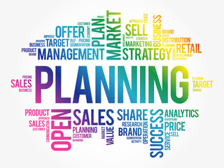 PLANNING word cloud collage, business concept background