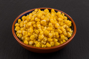 sweet canned corn in bowl
