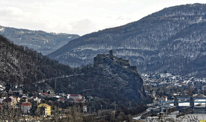 Fototapeta premium Trees and snow in the mountain