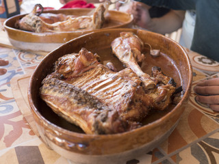 lamb roasted on casserole of mud