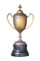 vintage trophy isolated on white with clipping path