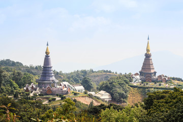 Naklejka premium The Great Holy Relics Pagoda Nabhapolbhumisiri; Temple on Doi Inthanon National Park, Thailand.