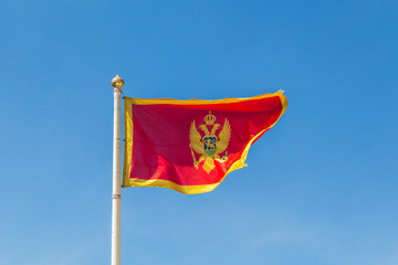 Montenegro flag flapping in the wind