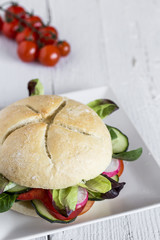 Vegan burger with fresh vegetables