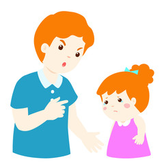 Father scolds his daughter cartoon character vector.