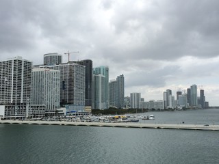 Fototapeta na wymiar Skyline of Miami before a thunderstorm