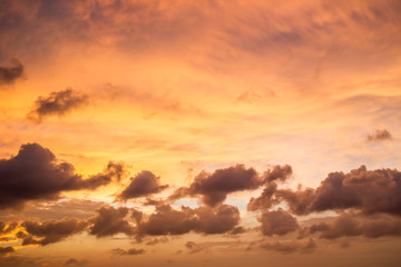 Beautiful cloudy sky when the sunset after big rainning.