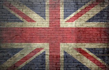 British flag on an old brick wall
