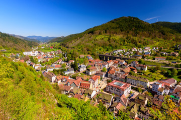 Wunderschöner Panoramablick in das Gutachtal mit dem kleinen Ort Hornberg