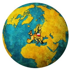 poland territory with flag over globe map