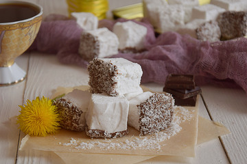 Tea drinking with marshmallows