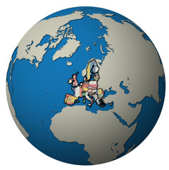 netherlands territory with flag over globe map
