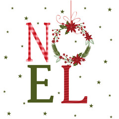 Noel design with Christmas wreath